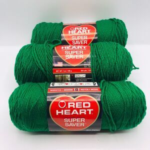 Red Heart Super Saver Acrylic Yarn Paddy Green 0368,  Lot of 3, NEW
